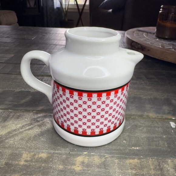 Linda Morgan Vintage Pair Of Chickens Red & White Gingham Pattern Creamer Dish - Picture 5 of 7